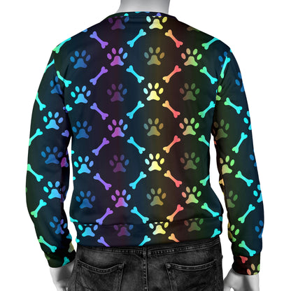 Paw Rainbow Print Men Long Sleeve Sweatshirt