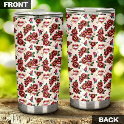 Old School Tattoo Rose Pattern Tumbler