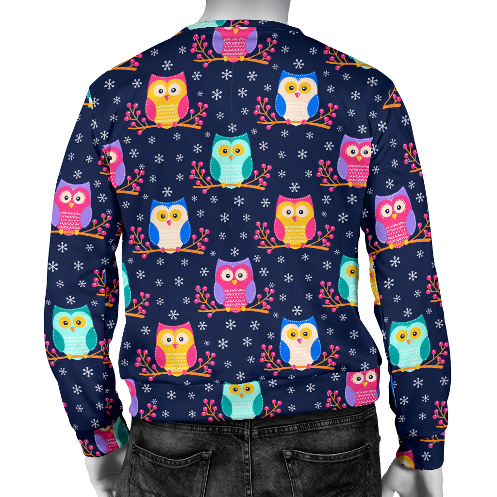 Owl Cute Themed Design Print Men Long Sleeve Sweatshirt
