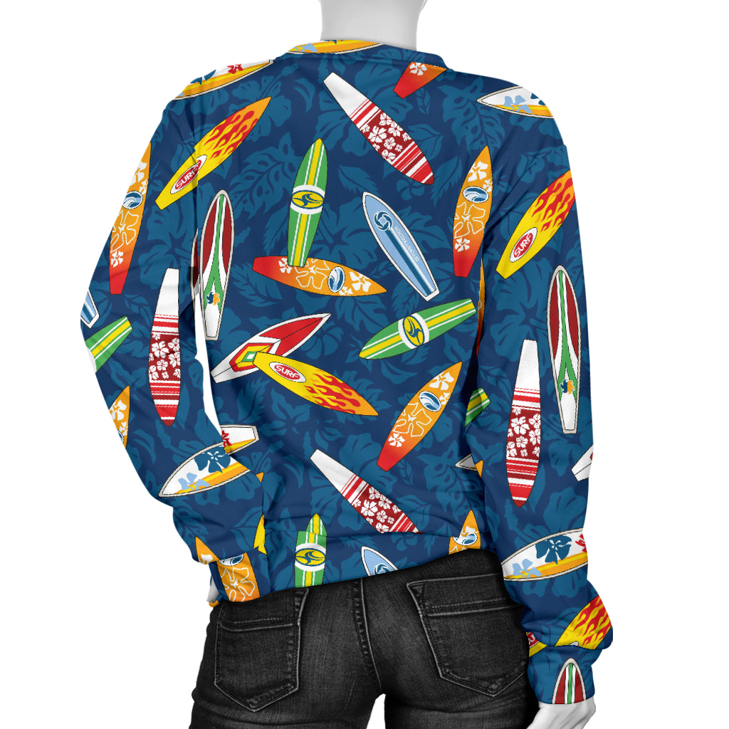 Surfboard Pattern Print Women Long Sleeve Sweatshirt