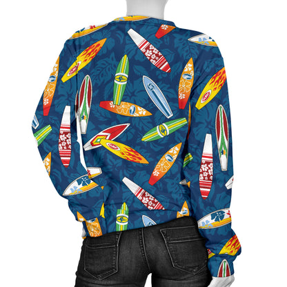 Surfboard Pattern Print Women Long Sleeve Sweatshirt