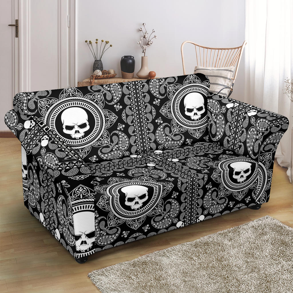 Bandana Skull Print Design LKS303 Loveseat Couch Slipcover