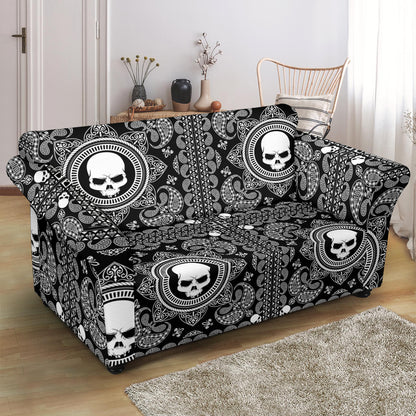 Bandana Skull Print Design LKS303 Loveseat Couch Slipcover