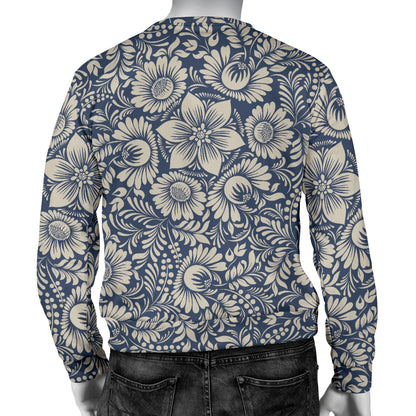 Elegant Floral Print Pattern Men Long Sleeve Sweatshirt