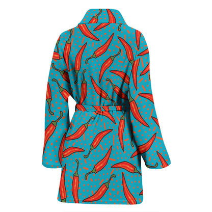 Chilli Pepper Pattern Print Design 05 Women Bathrobe