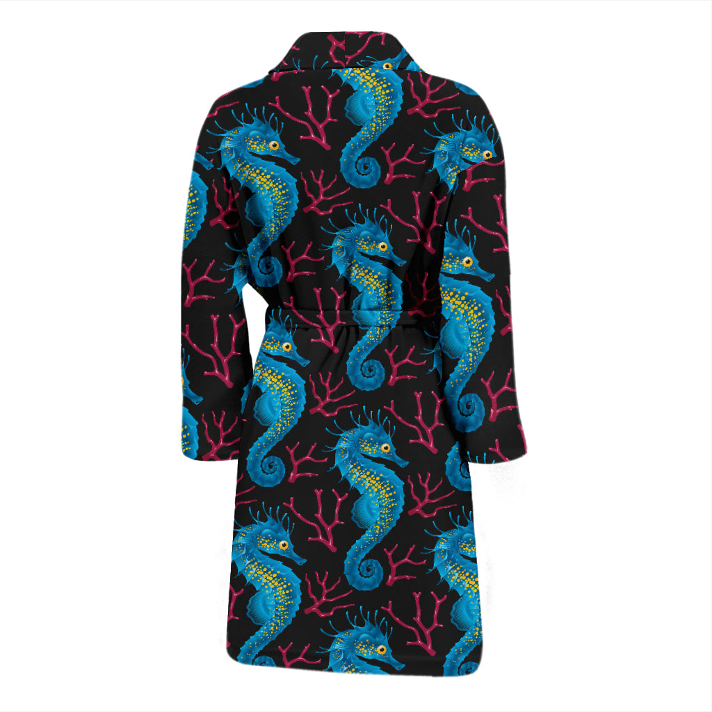 SeaHorse Print Design LKS401 Men Bathrobe