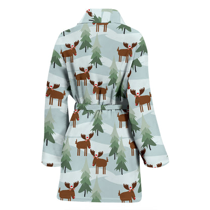 Moose Print Design LKS402 Women Bathrobe