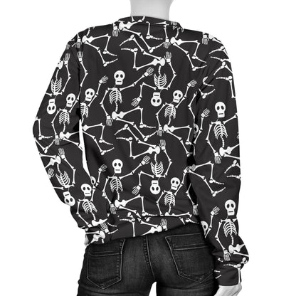 Skeleton Themed Print Women Long Sleeve Sweatshirt