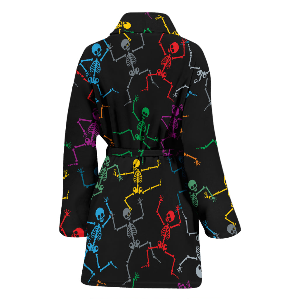 Skeleton Colorful Print Design LKS302 Women Bathrobe