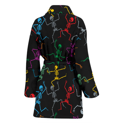 Skeleton Colorful Print Design LKS302 Women Bathrobe