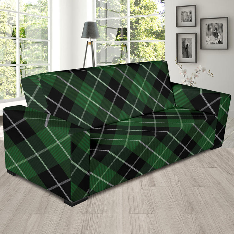 Plaid Green Pattern Print Design A05 Sofa Slipcover