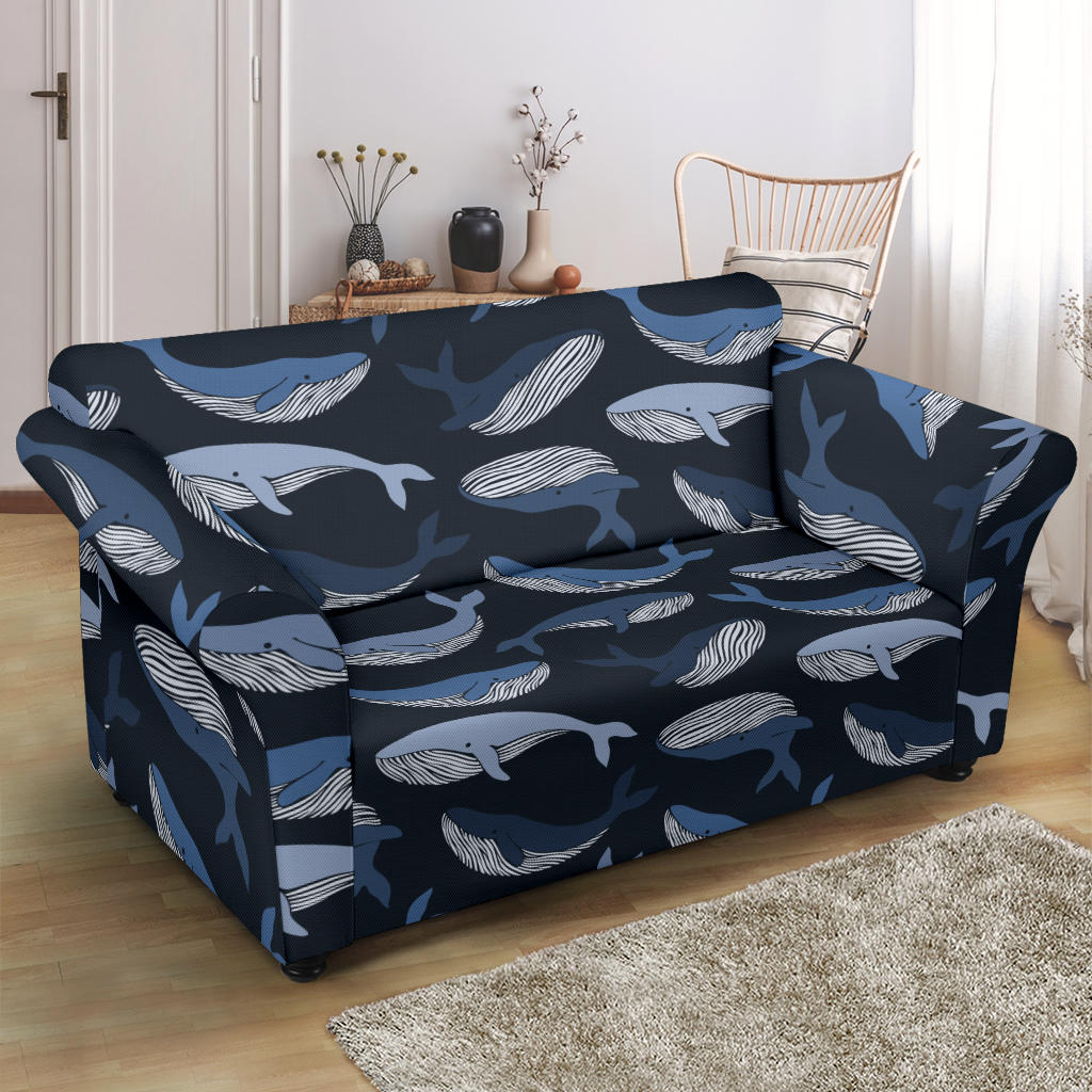 Whale Print Design LKS301 Loveseat Couch Slipcover
