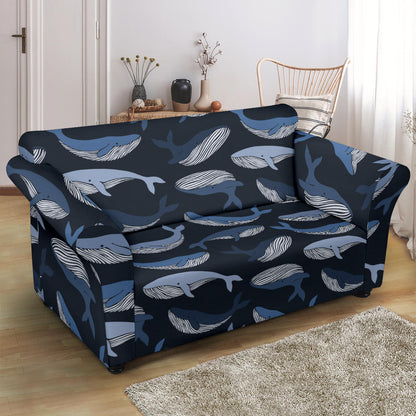 Whale Print Design LKS301 Loveseat Couch Slipcover