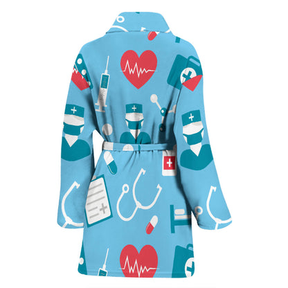 Nurse Pattern Print Design A03 Women Bathrobe