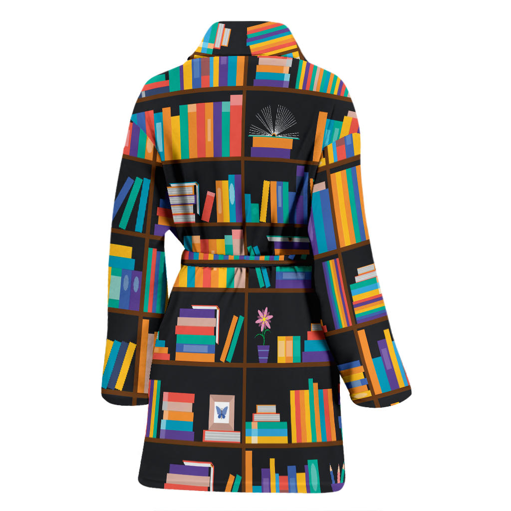 Book Pattern Print Design 05 Women Bathrobe