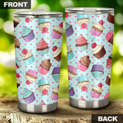 Cupcakes Fancy Heart Print Pattern Tumbler