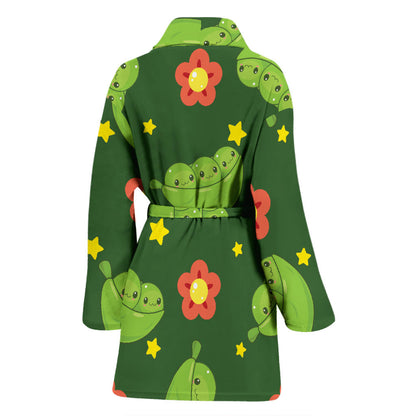 Peas Pattern Print Design A01 Women Bathrobe