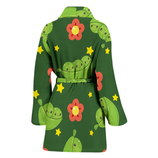 Peas Pattern Print Design A01 Women Bathrobe