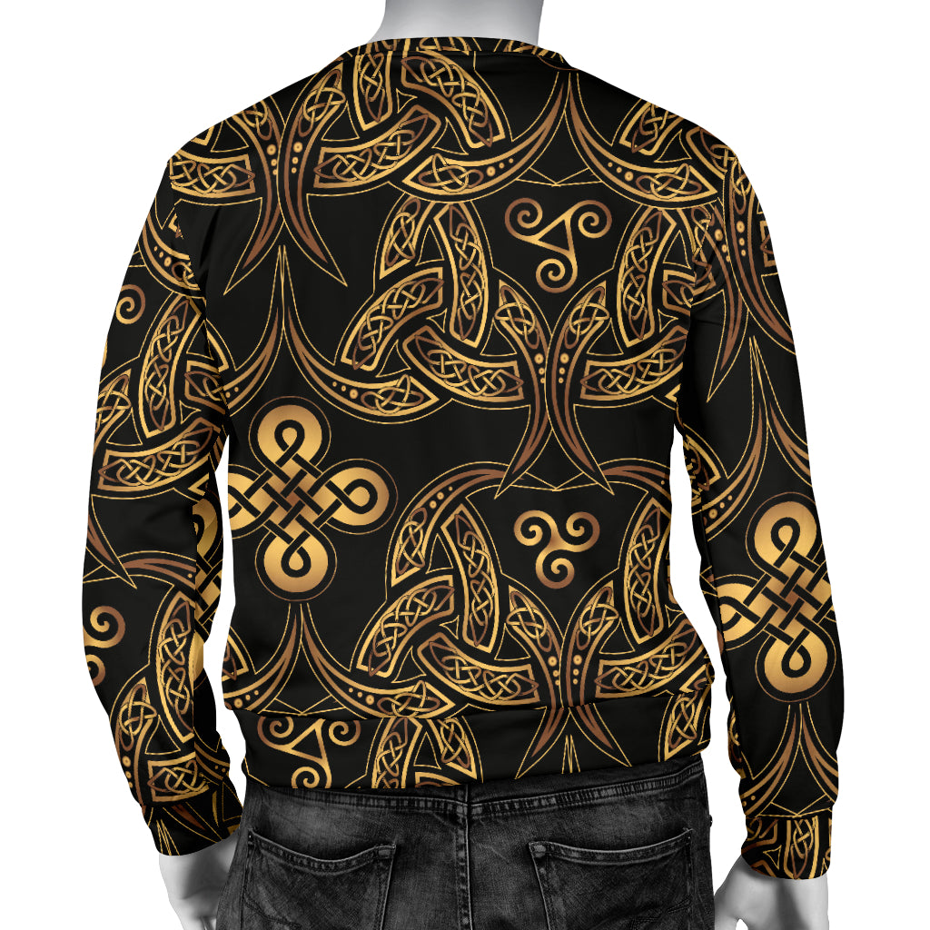 Celtic Knot Gold Design Men Long Sleeve Sweatshirt