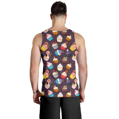 Cupcakes Party Print Pattern Men Tank Top