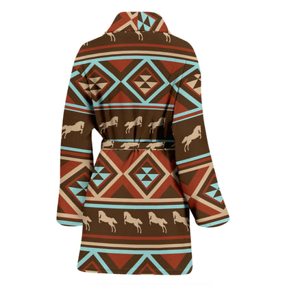 Western Horse Pattern Print LKS301 Women Bathrobe