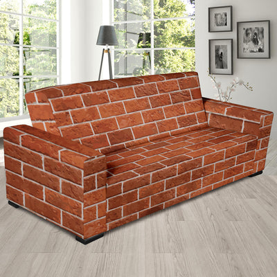 Brick Brown Pattern Print Design 02 Sofa Slipcover