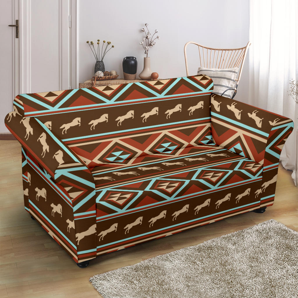 Western Horse Pattern Print LKS301 Loveseat Couch Slipcover