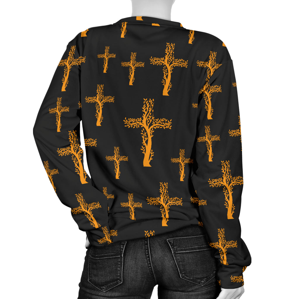 Christian Tree of Life Cross Design Women Long Sleeve Sweatshirt