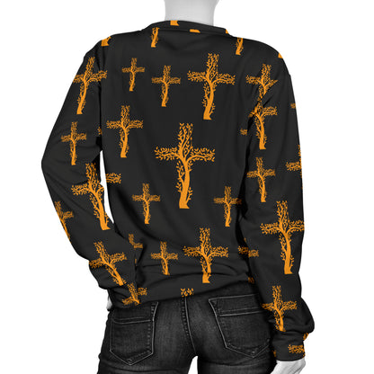 Christian Tree of Life Cross Design Women Long Sleeve Sweatshirt