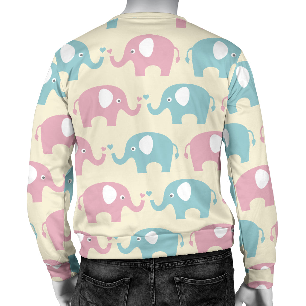 Elephant Baby Pastel Print Pattern Men Long Sleeve Sweatshirt