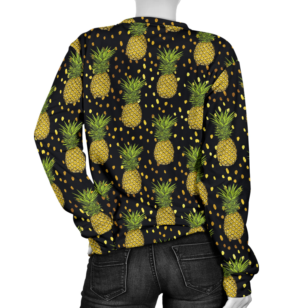 Pineapple Gold Dot Themed Print Women Long Sleeve Sweatshirt