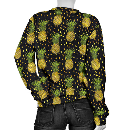Pineapple Gold Dot Themed Print Women Long Sleeve Sweatshirt