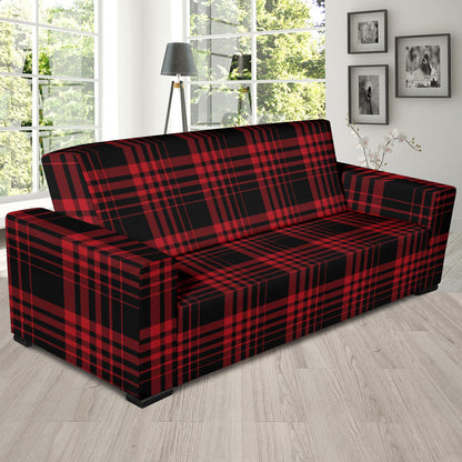 Tartan Red Black Print Design LKS303 Sofa Slipcover