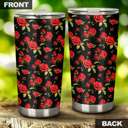 Red Rose Themed Print Tumbler