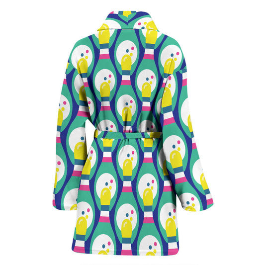 Bowling Pattern Print Design 04 Women Bathrobe