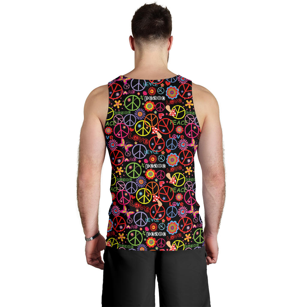 Peace Sign Colorful Design Print Men Tank Top