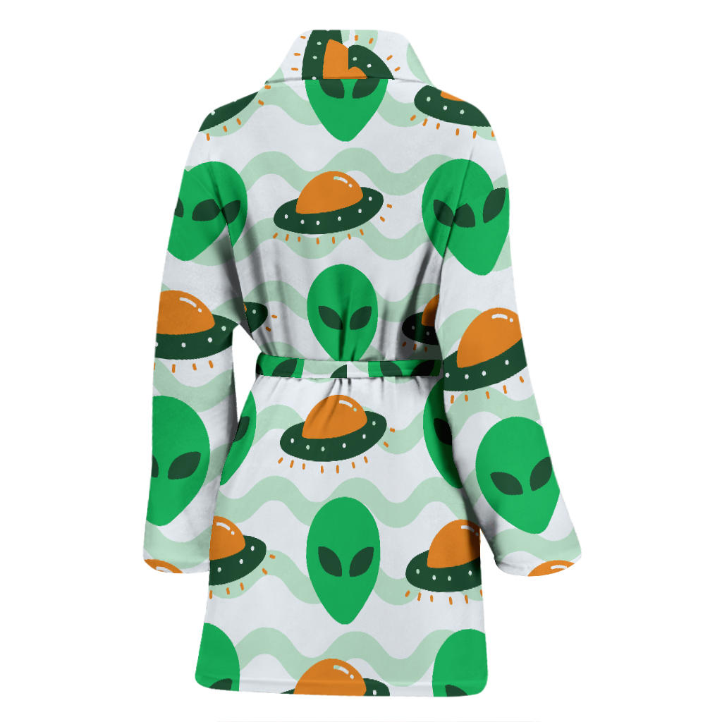 Alien UFO Pattern Print Design 04 Women Bathrobe