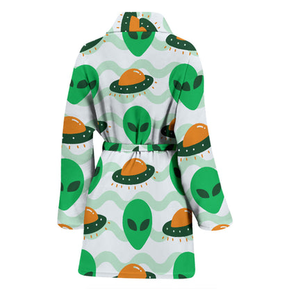 Alien UFO Pattern Print Design 04 Women Bathrobe
