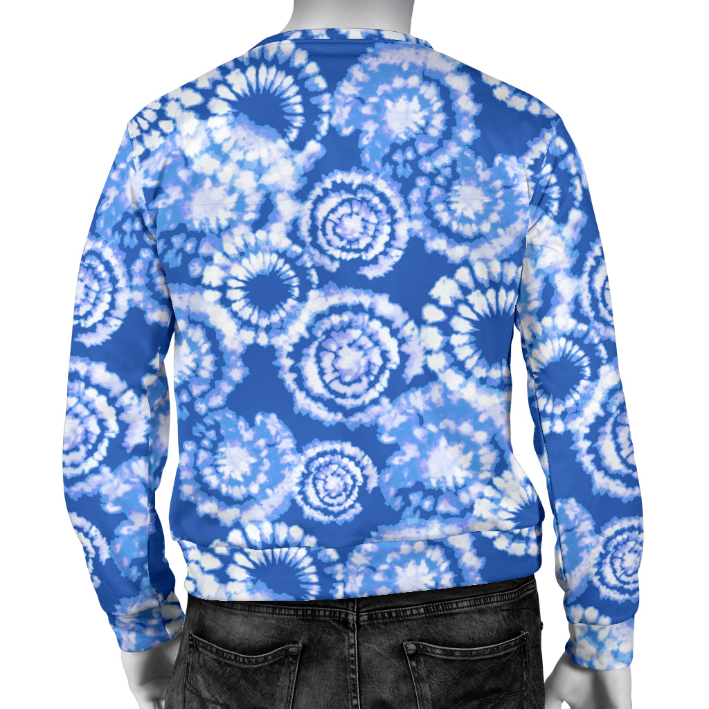Tie Dye Blue Design Print Men Long Sleeve Sweatshirt
