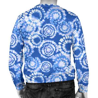 Tie Dye Blue Design Print Men Long Sleeve Sweatshirt