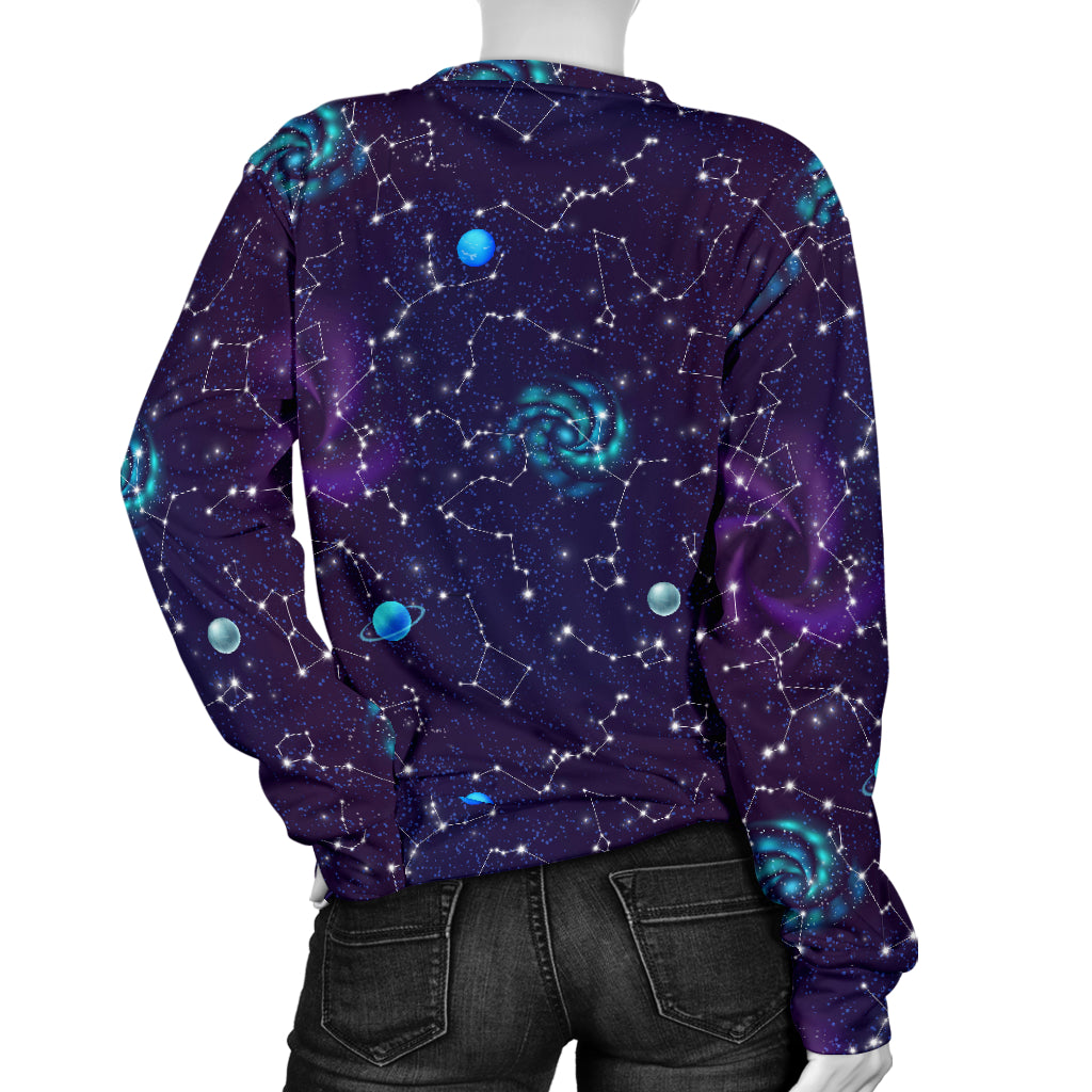 Zodiac Galaxy Design Print Women Long Sleeve Sweatshirt