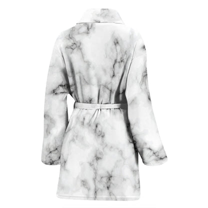 Marble Pattern Print Design 01 Women Bathrobe