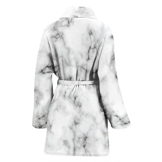 Marble Pattern Print Design 01 Women Bathrobe