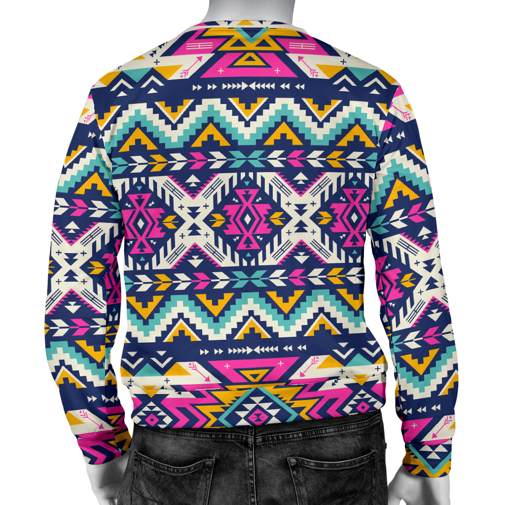 Aztec Pink Geometric Print Pattern Men Long Sleeve Sweatshirt