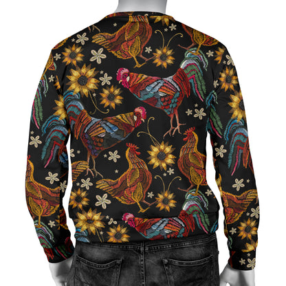 Chicken Embroidery Style Men Long Sleeve Sweatshirt