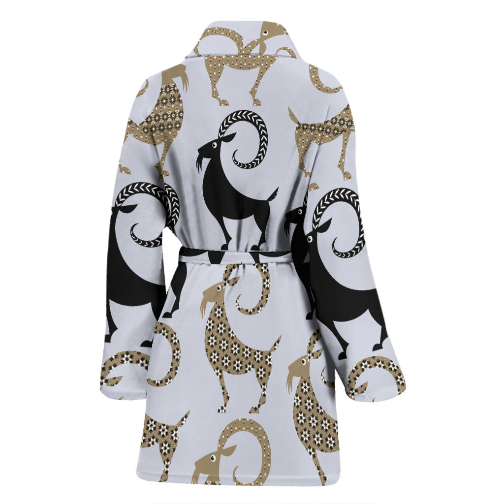 Goat Pattern Print Design 03 Women Bathrobe