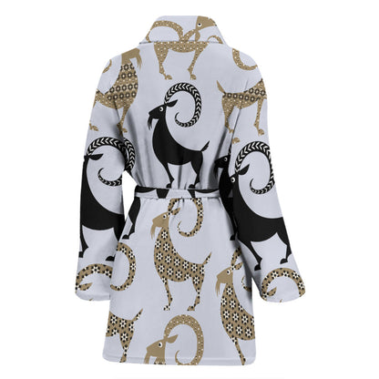 Goat Pattern Print Design 03 Women Bathrobe