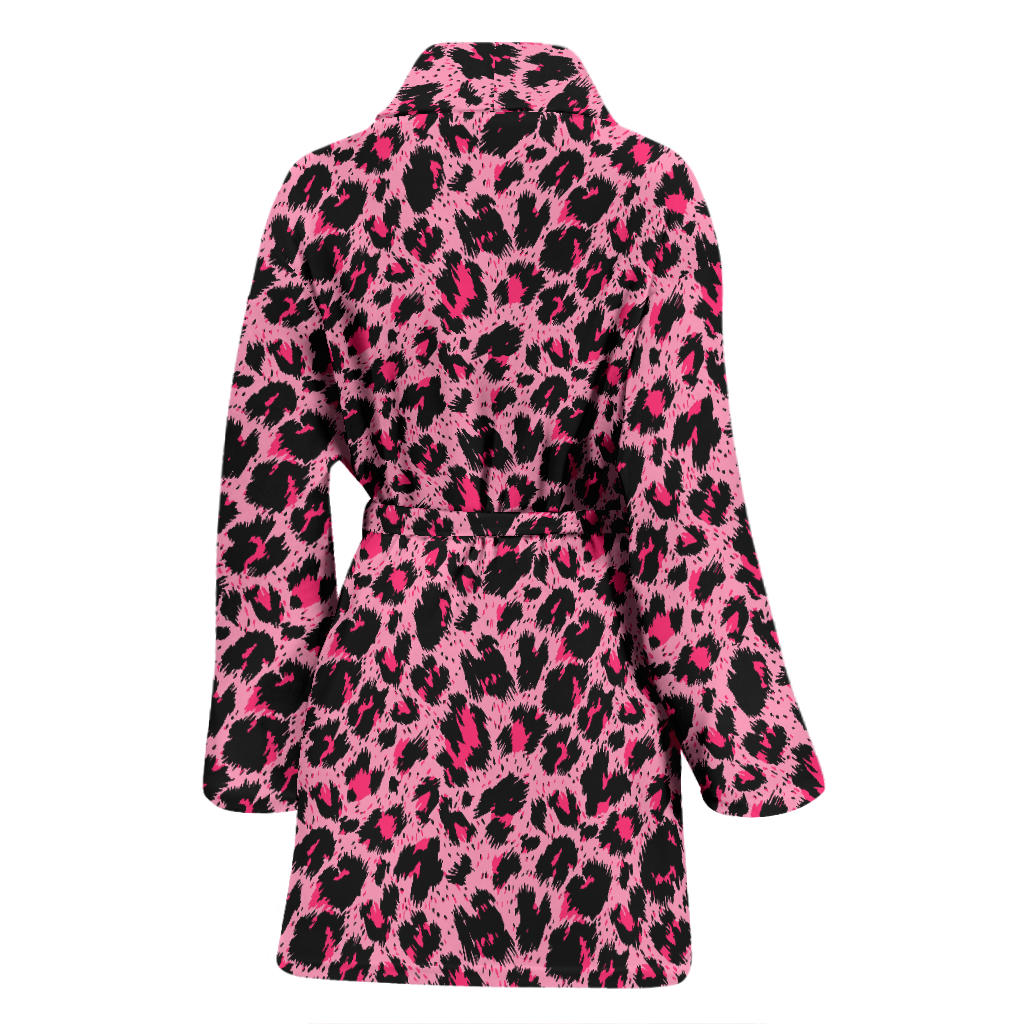 Cheetah Pink Pattern Print Design 01 Women Bathrobe