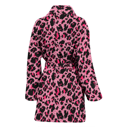 Cheetah Pink Pattern Print Design 01 Women Bathrobe