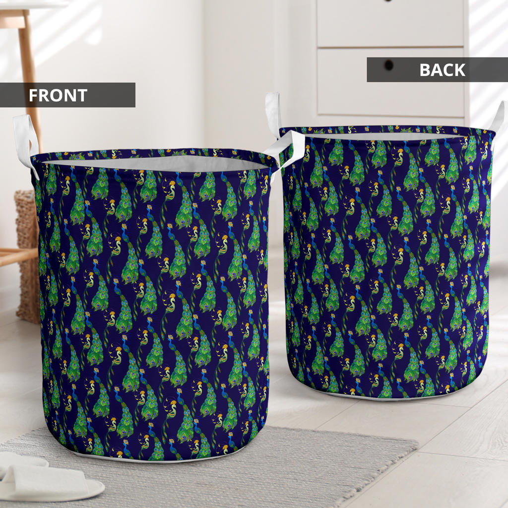Peacock Art Design Print Laundry Basket